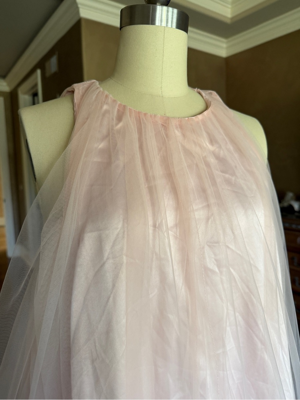 Pink Tulle Ruffled Dress - Elegant Party Dress - Picture 4 of 8